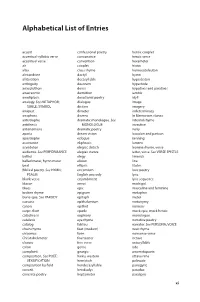 Alphabetical List of Entries