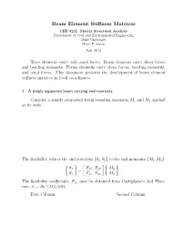 Beam Element Stiffness Matrices