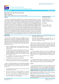Big Data Tools-An Overview International Journal of Computer