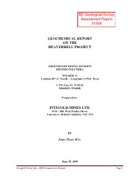 Geochemical Report on the Beaverdell Project