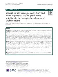 Integrating Transcriptome-Wide Study and Mrna Expression Profiles Yields Novel Insights Into the Biological Mechanism of Chondro