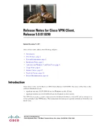 Release Notes for Cisco VPN Client, Release 5.0.07.0290