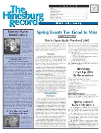 Spring Events Too Good to Miss Returns June 2 Compiled by June T