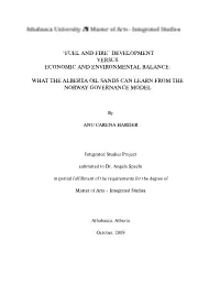 What the Alberta Oil Sands Can Learn from the Norway Governance Model