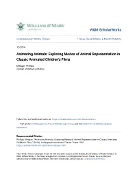 Animating Animals: Exploring Modes of Animal Representation in Classic Animated Children’S Films