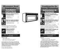 Installation Instructions Microwave Hood Combination Combinación