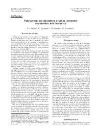 Publishing Collaborative Studies Between Academics and Industry