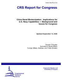 China Naval Modernization: Implications for U.S. Navy Capabilities — Background and Issues for Congress