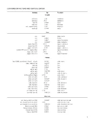 Conversion Factors and Vertical Datum