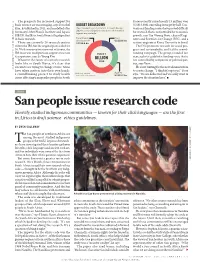San People Issue Research Code Heavily Studied Indigenous Communities — Known for Their Click Languages — Are the First in Africa to Draft Science-Ethics Guidelines