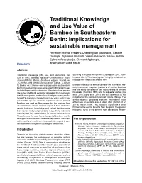 Traditional Knowledge and Use Value of Bamboo in Southeastern Benin