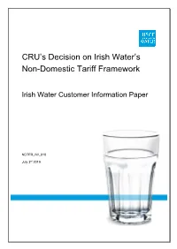 CRU's Decision on Irish Water's Non-Domestic Tariff Framework