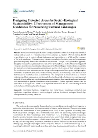 Designing Protected Areas for Social–Ecological Sustainability: Effectiveness of Management Guidelines for Preserving Cultural