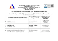 Name and Address of Company/Employer Name and Citizenship of Foreign National Position and Brief Description of Functions