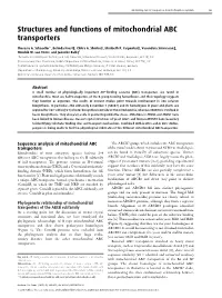 Structures and Functions of Mitochondrial ABC Transporters