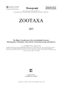 The Higher Classification of the Ant Subfamily Ponerinae (Hymenoptera: Formicidae), with a Review of Ponerine Ecology and Behavior