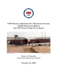 USP Florence Administrative Maximum Security (ADX) Inspection Report and USP Florence-High Survey Report