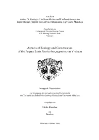 Aspects of Ecology and Conservation of the Pygmy Loris Nycticebus Pygmaeus in Vietnam
