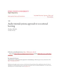 Audio-Tutorial Systems Approach to Recreational Learning Alan James Murdoch Iowa State University