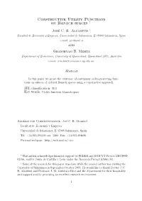 Constructive Utility Functions on Banach Spaces †