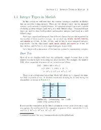 1.1 Integer Types in Matlab 3