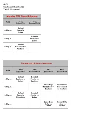 2021 Game Schedule