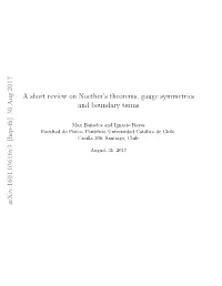 A Short Review on Noether's Theorems, Gauge Symmetries and Boundary