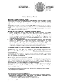 Information on Visa/ Residence Permit