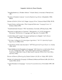 Linguistic Articles by Noam Chomsky “Morphophonemics of Modern Hebrew.” Master's Thesis, University of Pennsylvania, 1951
