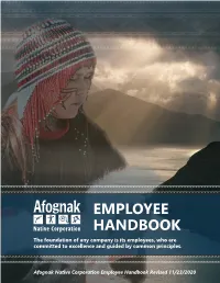 EMPLOYEE HANDBOOK the Foundation of Any Company Is Its Employees, Who Are Committed to Excellence and Guided by Common Principles