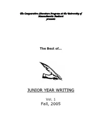 The Comparative Literature Program at the University of Massachusetts Amherst Presents