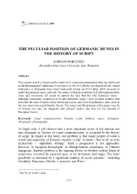 The Peculiar Position of Germanic Runes in the History of Script