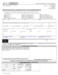 Vermont Certificate of Veteran Status