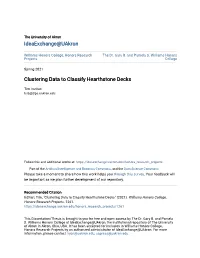 Clustering Data to Classify Hearthstone Decks
