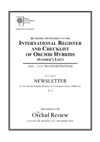 International Register & Checklist of Orchid Hybrids April-June 2016
