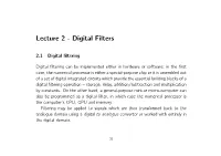 Lecture 2 - Digital Filters