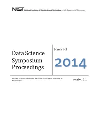 NIST Data Science Symposium Proceedings