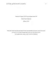 OUTCOME QUESTIONNAIRE-45 MODELS 2 Alternative Models Of