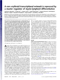 A Core Erythroid Transcriptional Network Is Repressed by a Master Regulator of Myelo-Lymphoid Differentiation