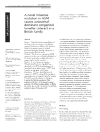 A Novel Missense Mutation in HSF4 Causes Autosomal-Dominant