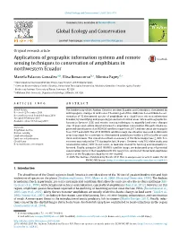Applications of Geographic Information Systems and Remote Sensing Techniques to Conservation of Amphibians in Northwestern Ecuador