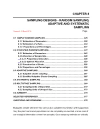 Chapter 8, Sampling Designs: Random Sampling, Adaptive And