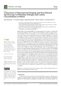 Comparison of Hyperspectral Imaging and Near-Infrared Spectroscopy to Determine Nitrogen and Carbon Concentrations in Wheat