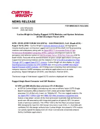 Curtiss-Wright to Display Rugged COTS Modules and System Solutions at Intel Developer Forum 2016