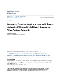 Developing Countries, Vaccine Access and Influenza Outbreaks: Ethics and Global Health Governance When Facing a Pandemic