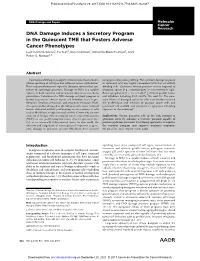 DNA Damage Induces a Secretory Program in the Quiescent TME That