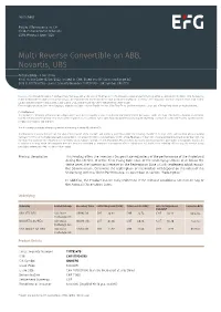 Multi Reverse Convertible on ABB, Novartis, UBS