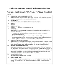 Performance Based Learning and Assessment Task How Do I Create a Scaled Model of a Full-Sized Basketball Court? I
