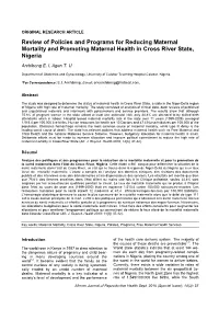 The Policies and Production in Maternal Mortality Reduction in Cross
