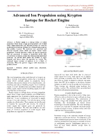Advanced Ion Propulsion Using Krypton Isotope for Rocket Engine